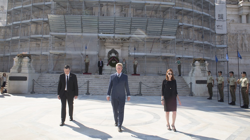 Dr Giacchetti, Director Waller and Dr Wingenter after the wreath was placed at the Tomb of the Unknown Soldier for John Felice